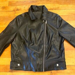 Black Faux Leather (Pleather) Jacket - Women's Size XL